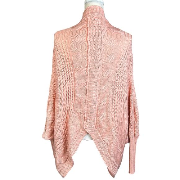 Military Hippie Open Sweater One Size Salmon Pink Braided Knit Boho Cozycore Top - Picture 3 of 11